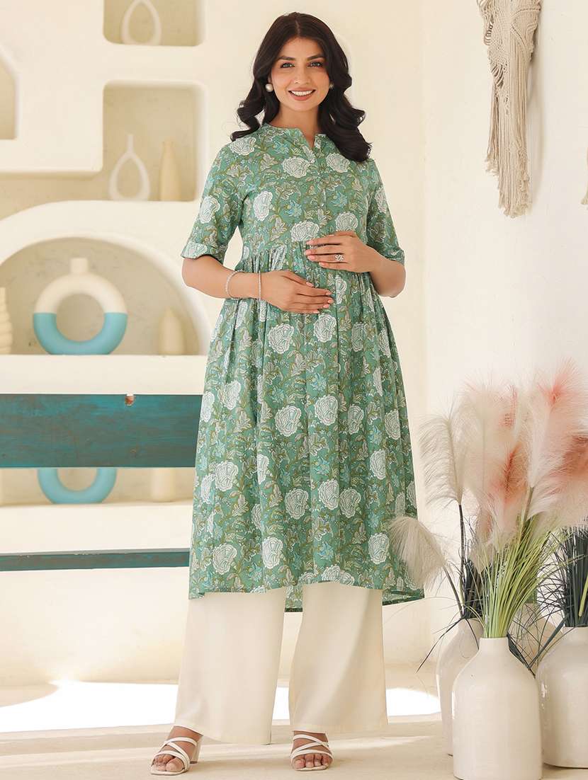 women roll up sleeve maternity wear kurta