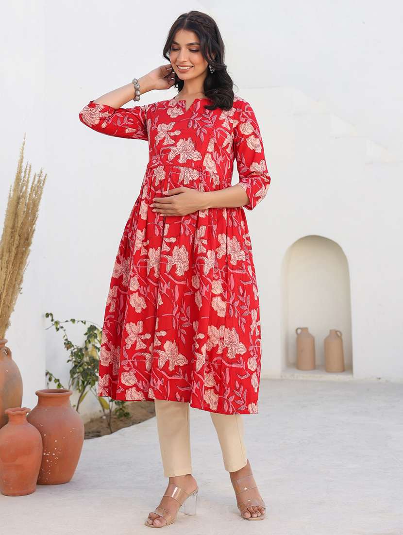 women three quarter sleeve maternity wear kurta