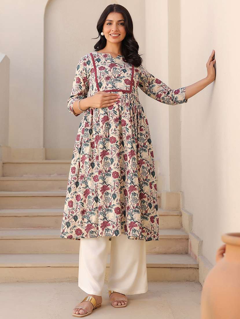 women three quarter sleeve maternity wear kurta