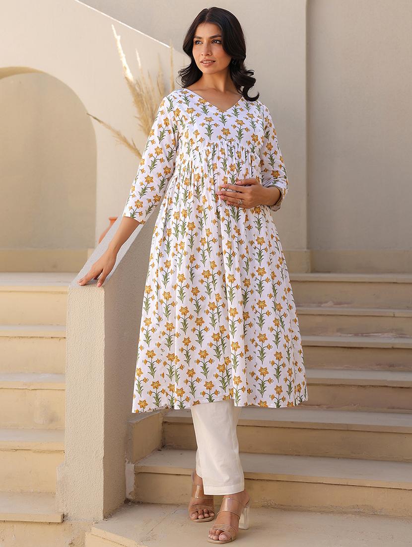 women three quarter sleeve maternity wear kurta