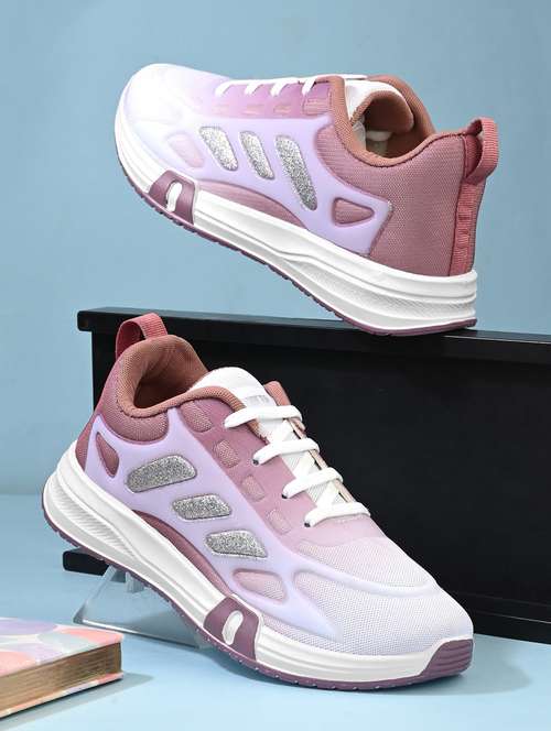 women mauve lace-up sports shoe