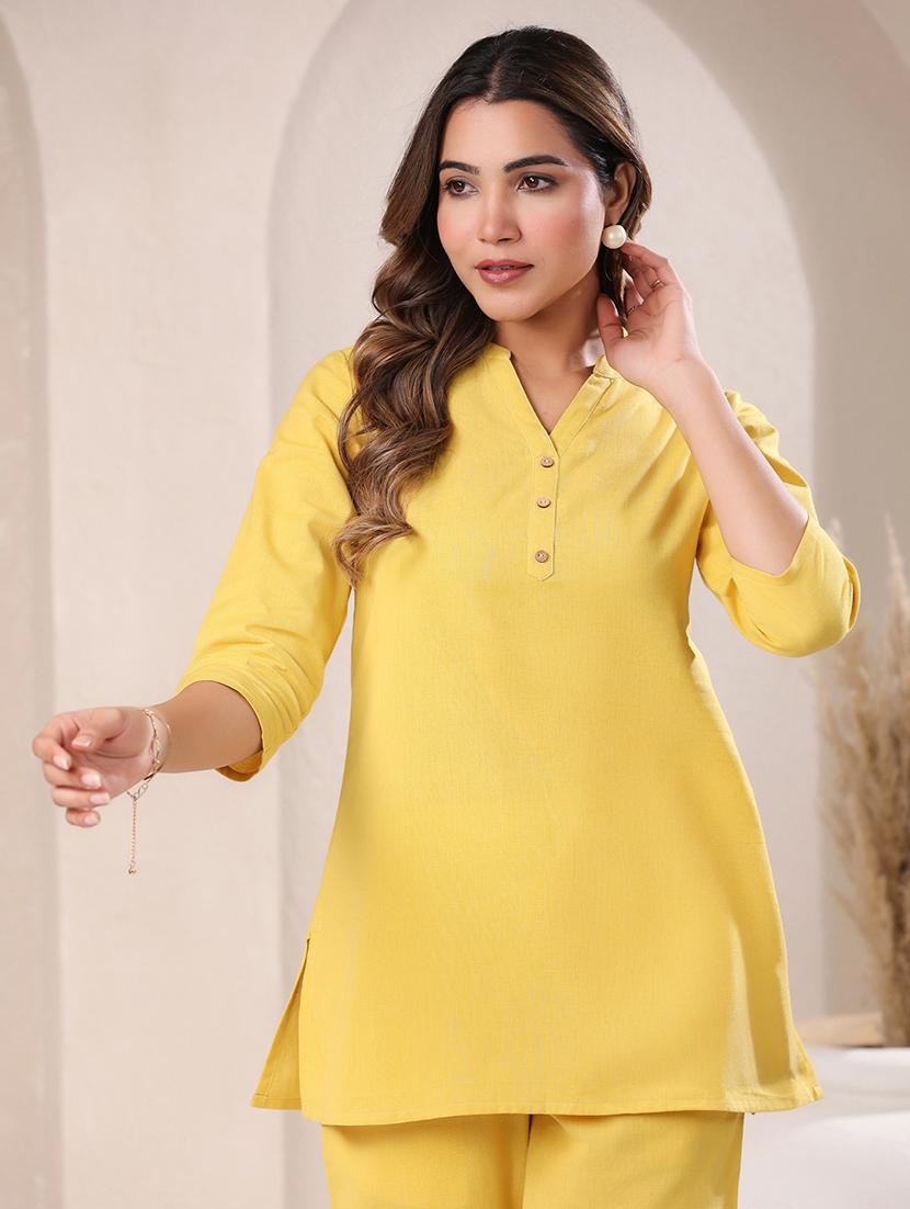 women solid mandarin neck straight kurti - 21840071 -  Standard Image - 1