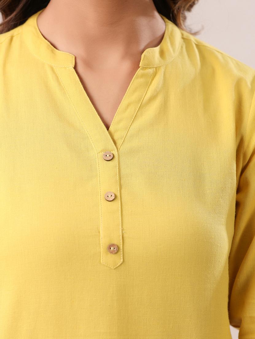 women solid mandarin neck straight kurti - 21840071 - Standard Image - 4