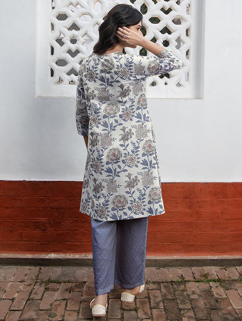 women floral printed notch neck a-line kurta - 21840080 - Standard Image - 1