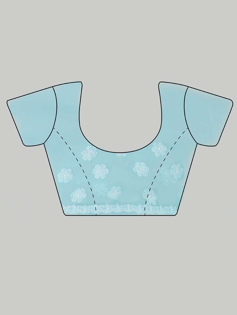 women light blue chikankari work saree with blouse - 21840097 - Standard Image - 6