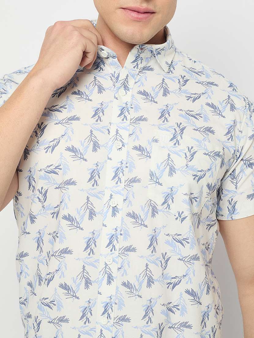 men printed short sleeve slim fit casual shirt - 21840127 -  Standard Image - 4