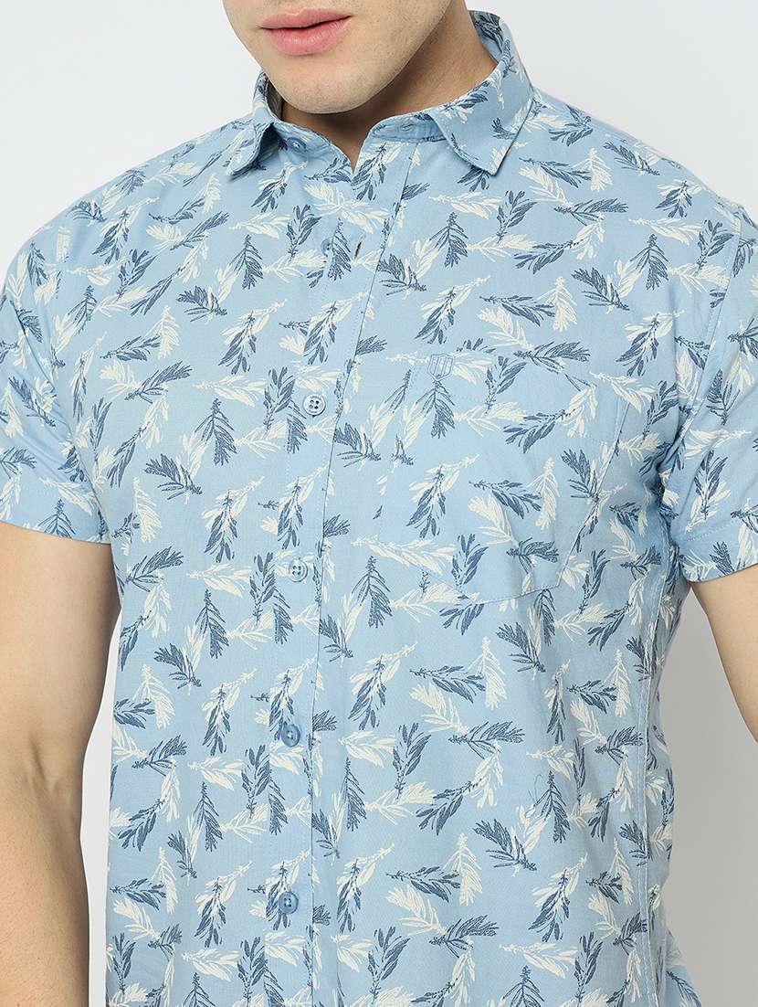 men printed short sleeve slim fit casual shirt - 21840128 -  Standard Image - 4