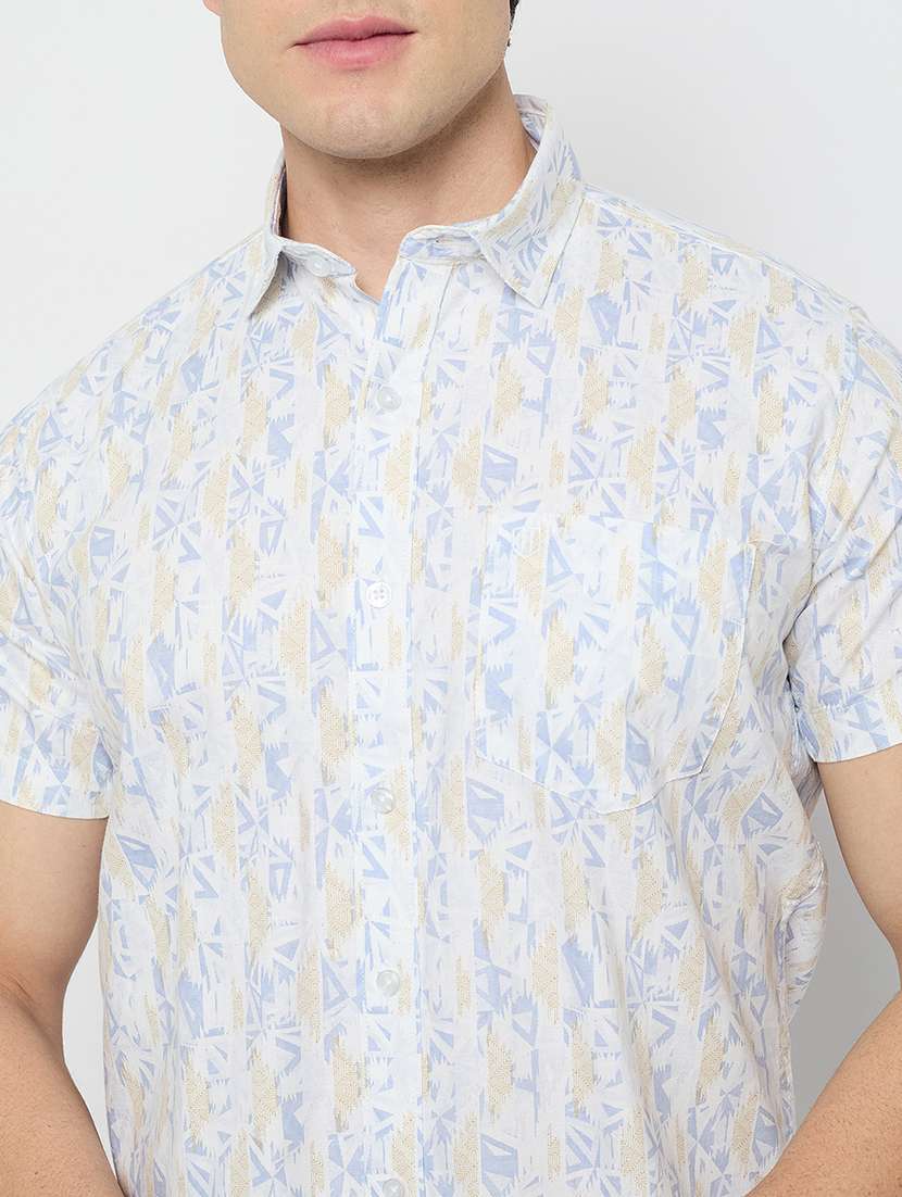 men printed short sleeve slim fit casual shirt - 21840130 -  Standard Image - 4