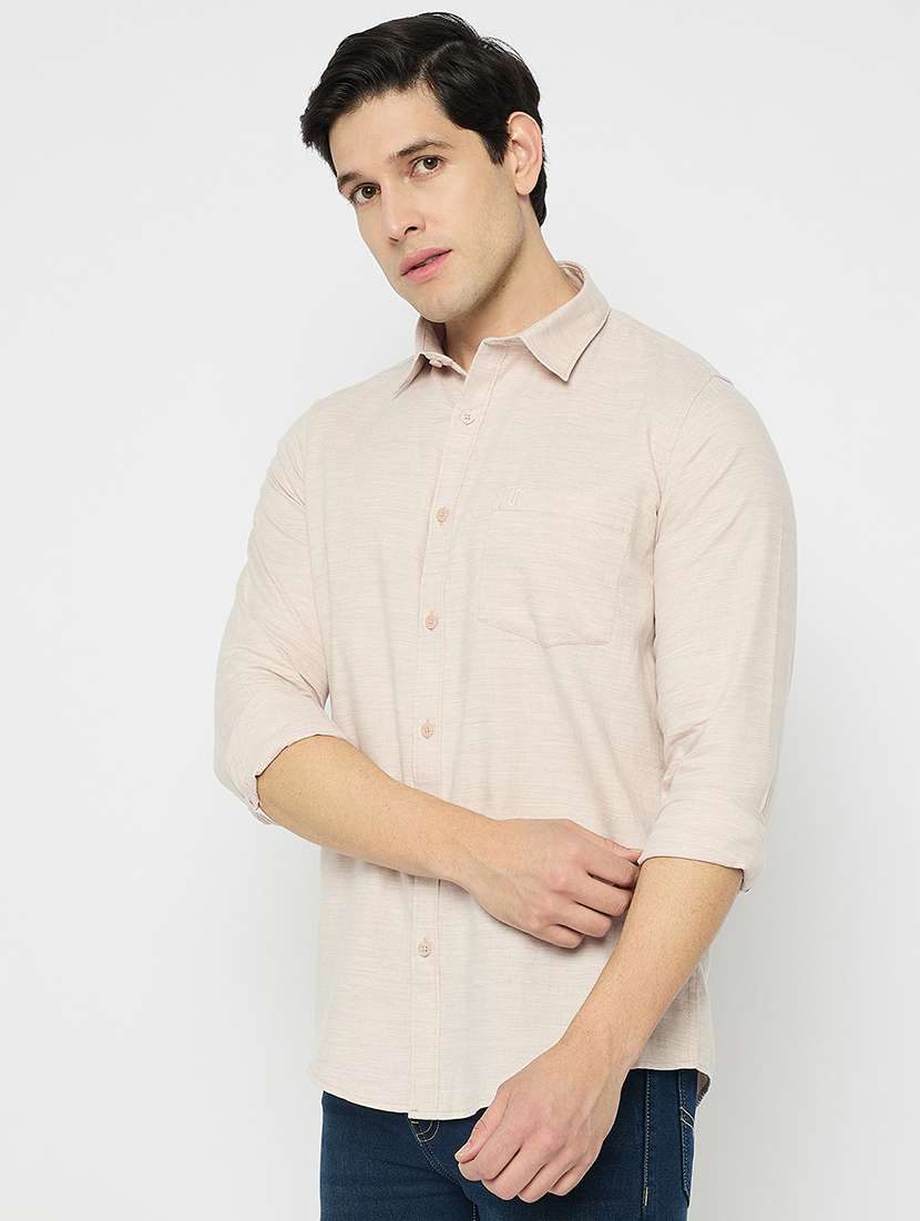 men collared long sleeves slim fit casual shirt - 21840133 -  Standard Image - 1
