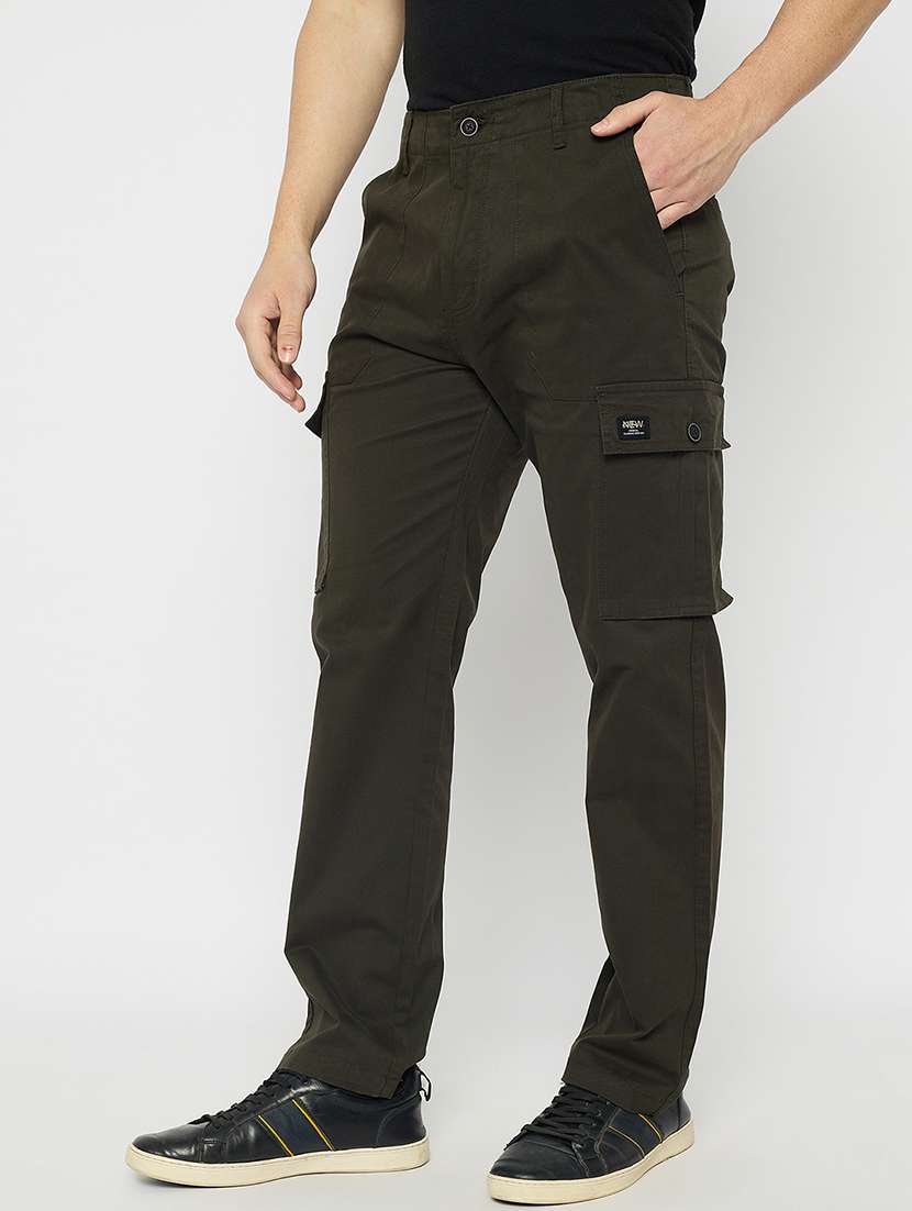 men solid mid rise cargo - 21840161 - Standard Image - 1