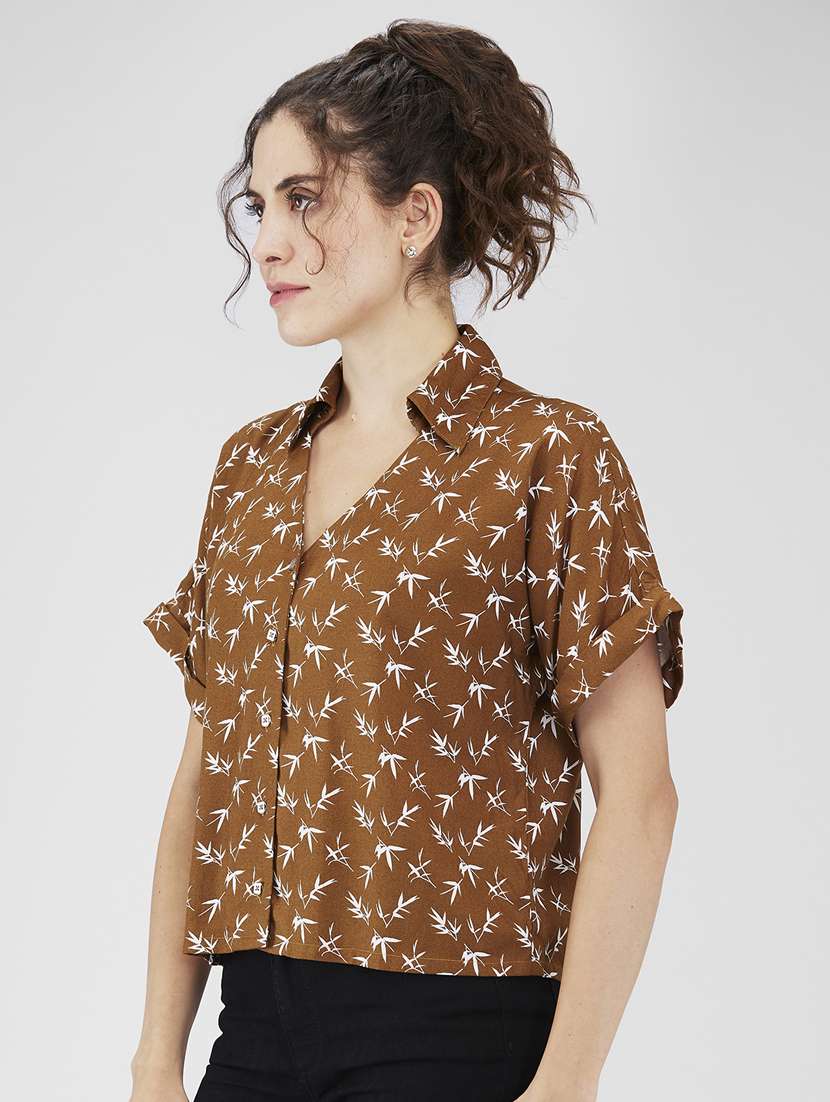 women printed collared regular shirt - 21840201 - Standard Image - 1