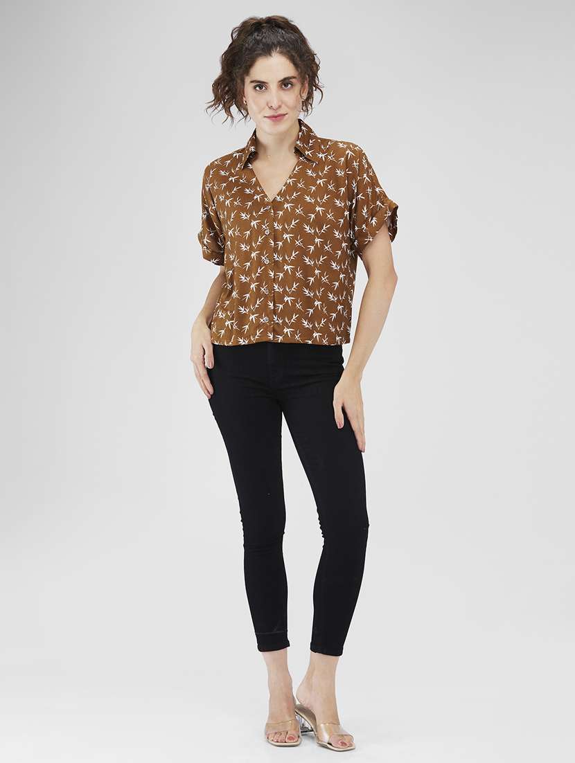 women printed collared regular shirt - 21840201 - Standard Image - 4