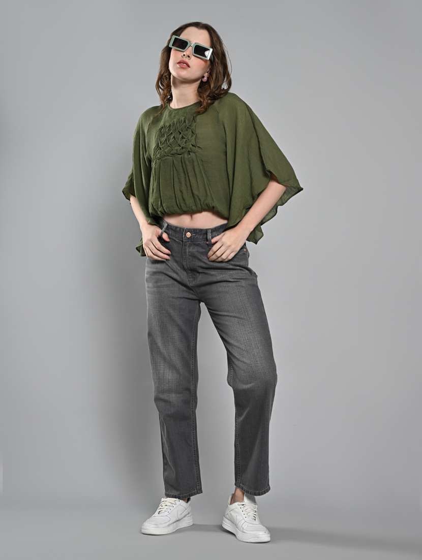 women solid flared sleeves blouson top  - 21840221 -  Standard Image - 4