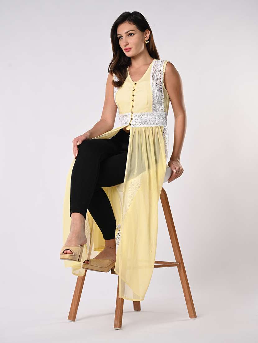 women lace detailed sleeveless front slit tunic - 21840226 -  Standard Image - 4