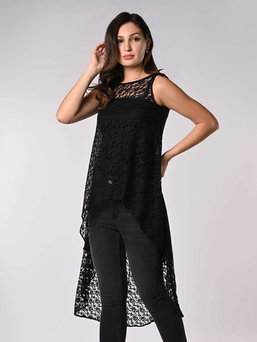 women laced sleeveless high-low top - 21840228 -  Standard Image - 1