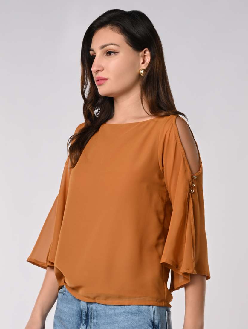 women solid flared sleeves regular top - 21840235 -  Standard Image - 1