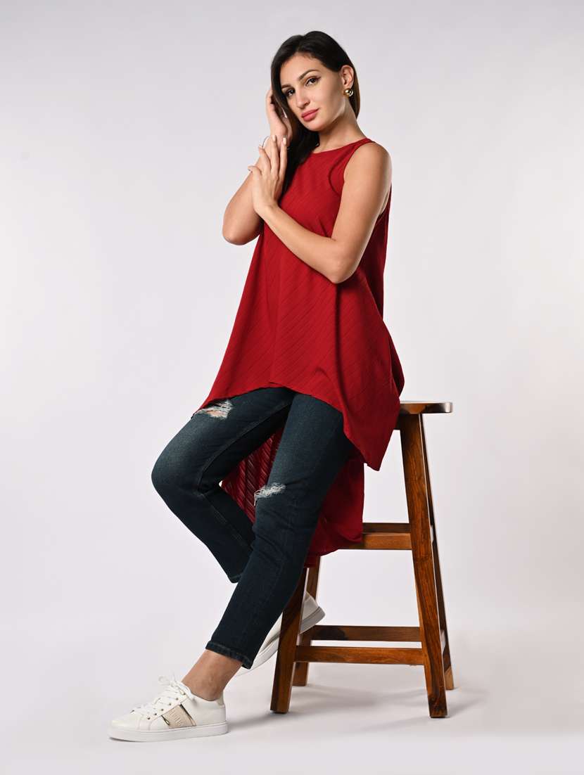 women solid sleeveless high-low top - 21840237 -  Standard Image - 4