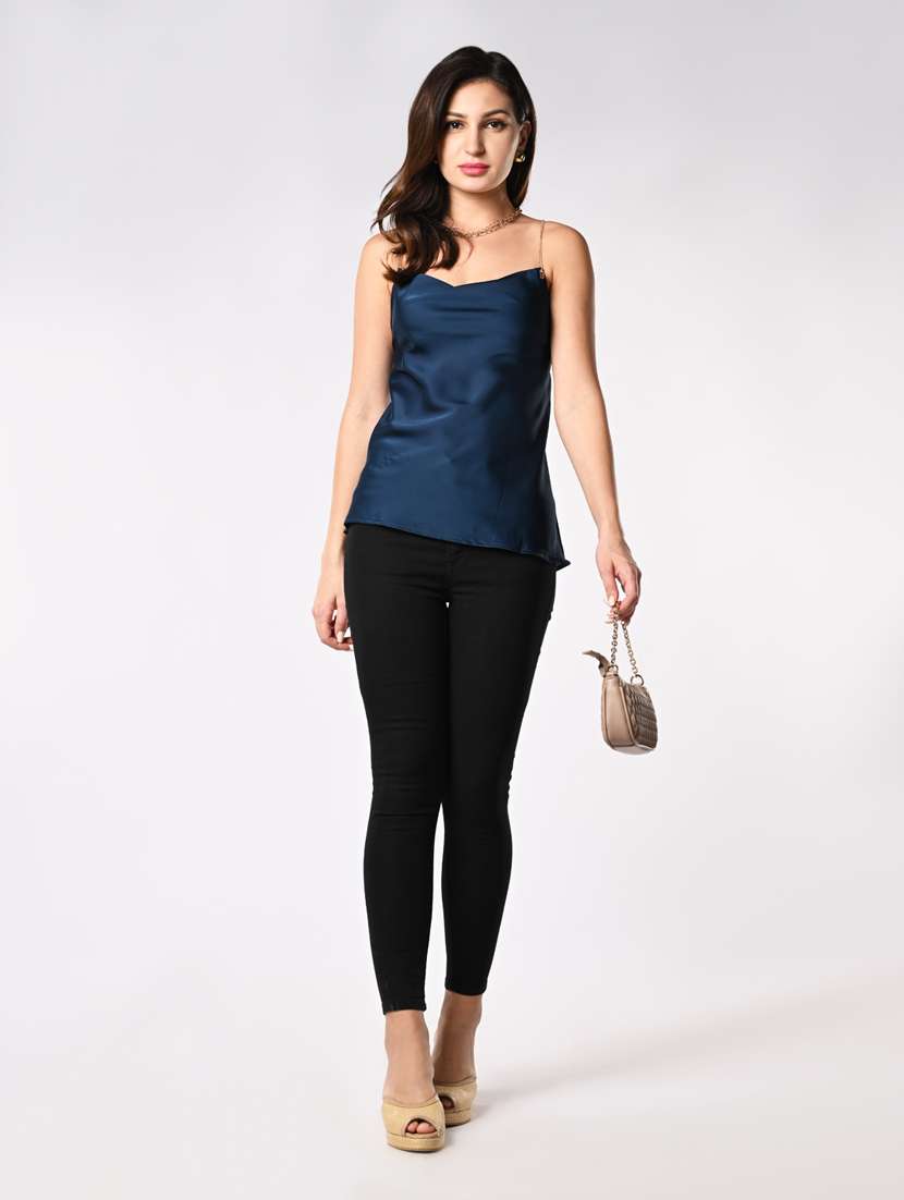 women solid cowl neck regular top - 21840238 -  Standard Image - 4