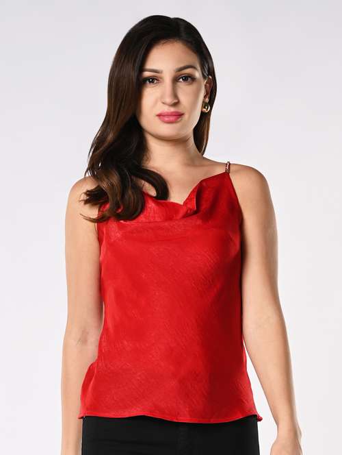 women solid cowl neck regular top - 21840239 -  Standard Image - 0