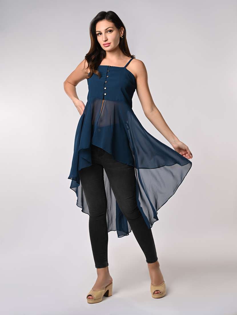 women solid sleeveless high-low top - 21840240 -  Standard Image - 1