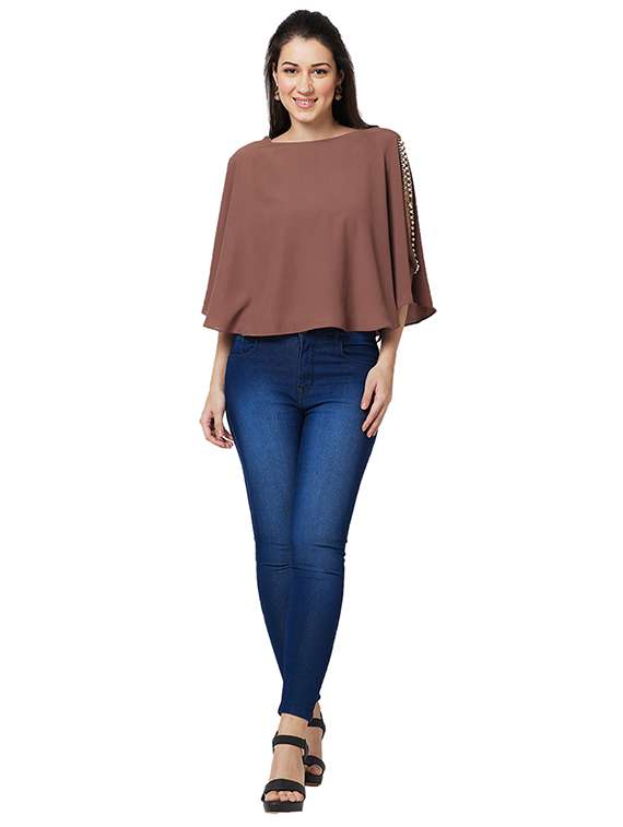 women embellished boat neck regular top - 21840257 - Standard Image - 4