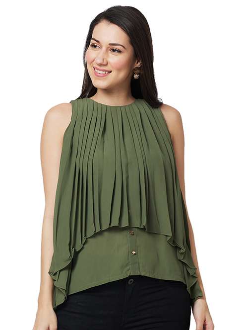 women solid sleeveless layered top - 21840288 -  Standard Image - 0