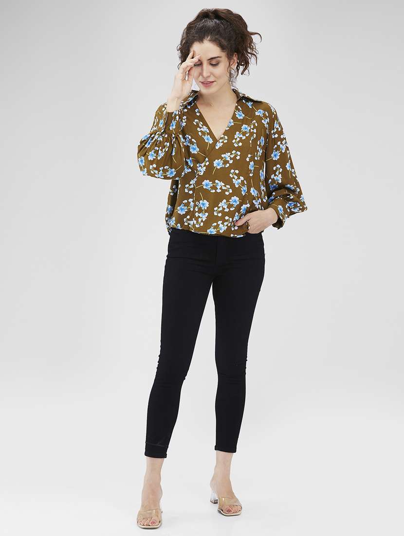 women floral print puff sleeves regular top - 21840295 - Standard Image - 4