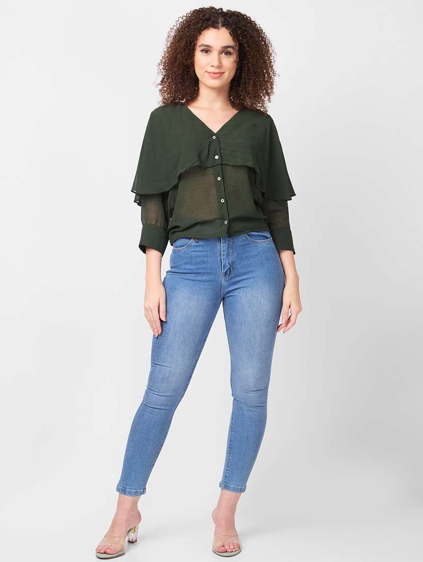 women solid long sleeves regular top - 21840297 -  Standard Image - 4