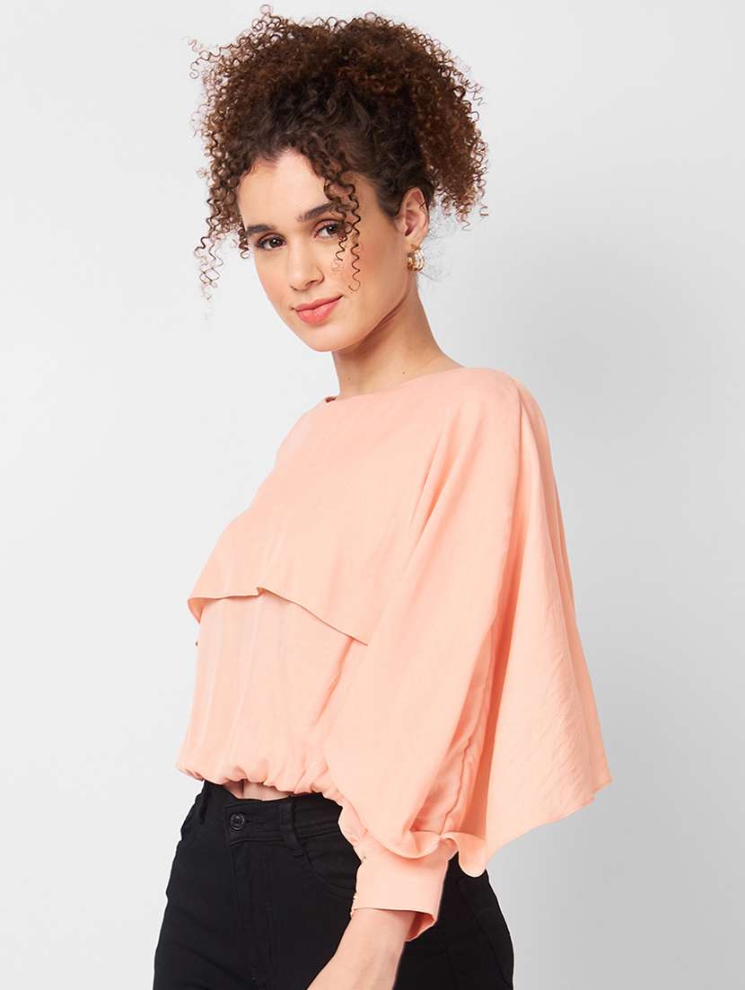 women solid long sleeves blouson top - 21840305 -  Standard Image - 1