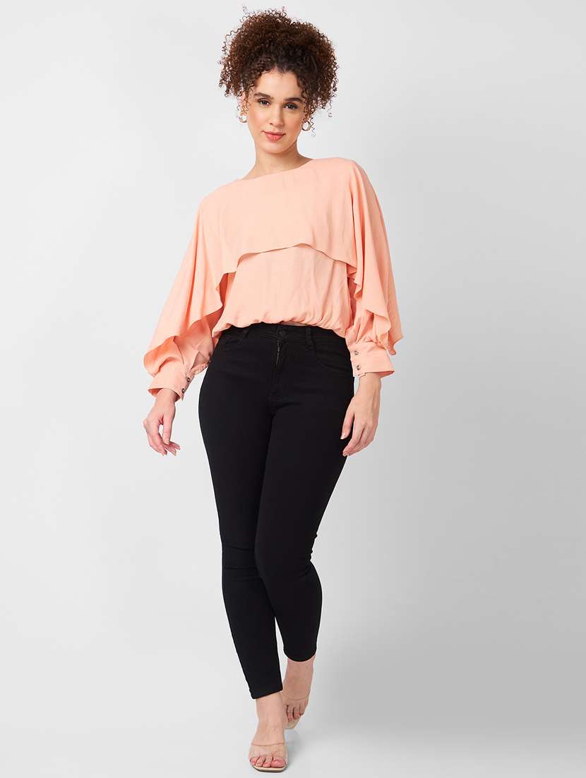 women solid long sleeves blouson top - 21840305 -  Standard Image - 4