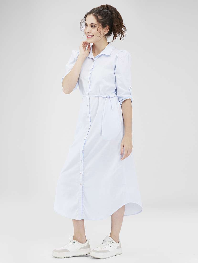 women collared puff sleeves shirt dress - 21840369 -  Standard Image - 1