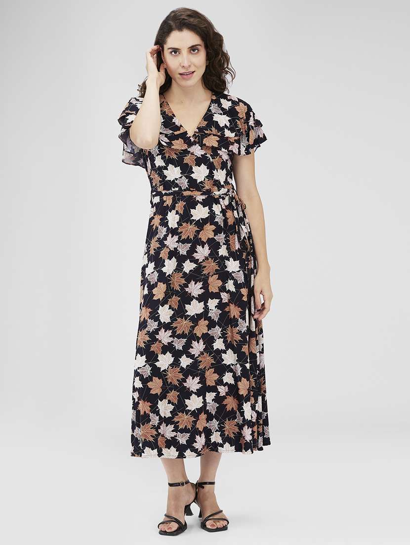 women printed flared sleeves a-line dress - 21840397 - Standard Image - 4