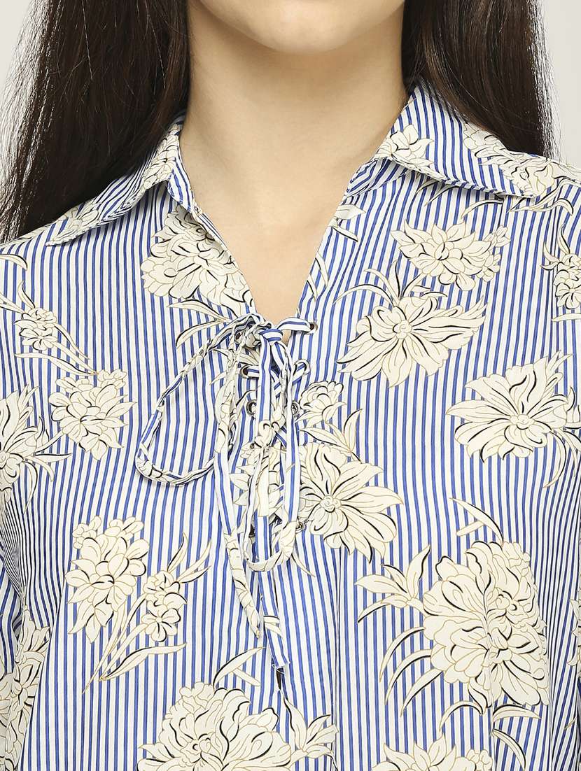 women striped long sleeves high low dress - 21840434 -  Standard Image - 4