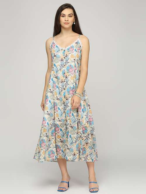 women floral print sleeveless fit & flare dress - 21840443 -  Standard Image - 0