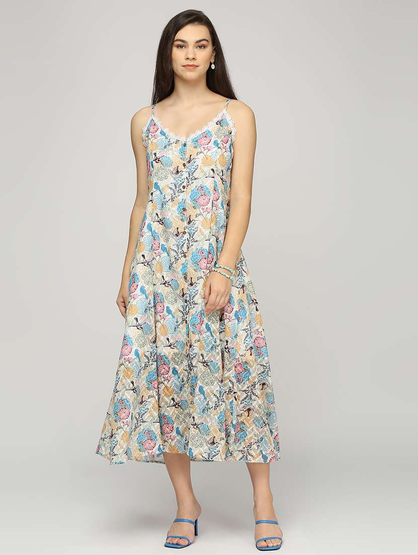 women floral print sleeveless fit & flare dress - 21840443 -  Zoom Image - 0
