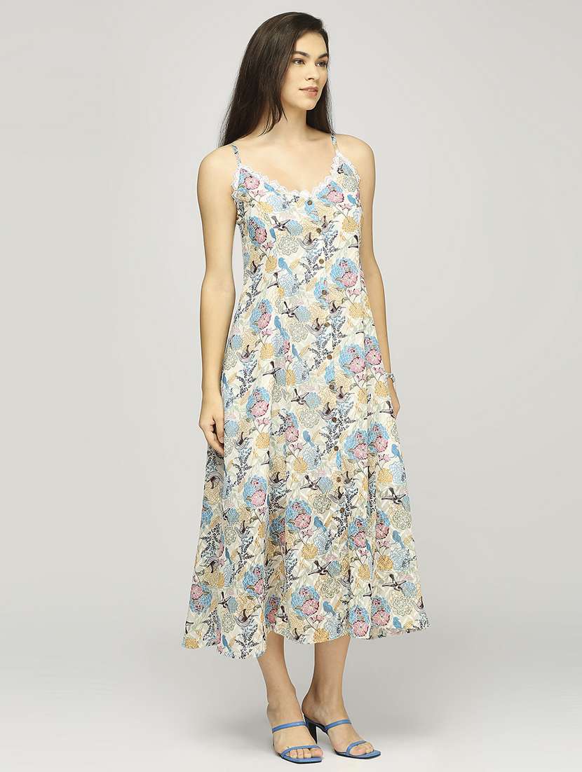women floral print sleeveless fit & flare dress - 21840443 - Standard Image - 4