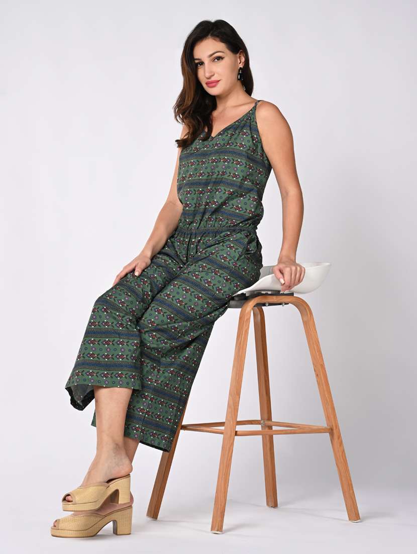 women printed shoulder strap jumpsuit - 21840471 -  Standard Image - 4