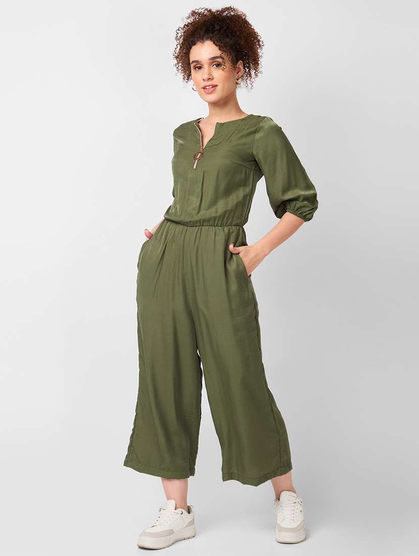 women solid round neck full length jumpsuit - 21840474 -  Standard Image - 1