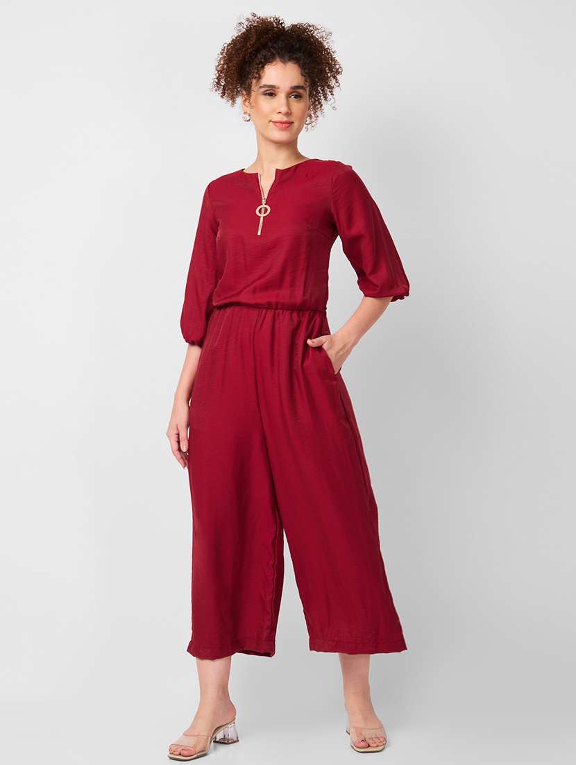 women solid round neck full length jumpsuit - 21840490 - Standard Image - 4