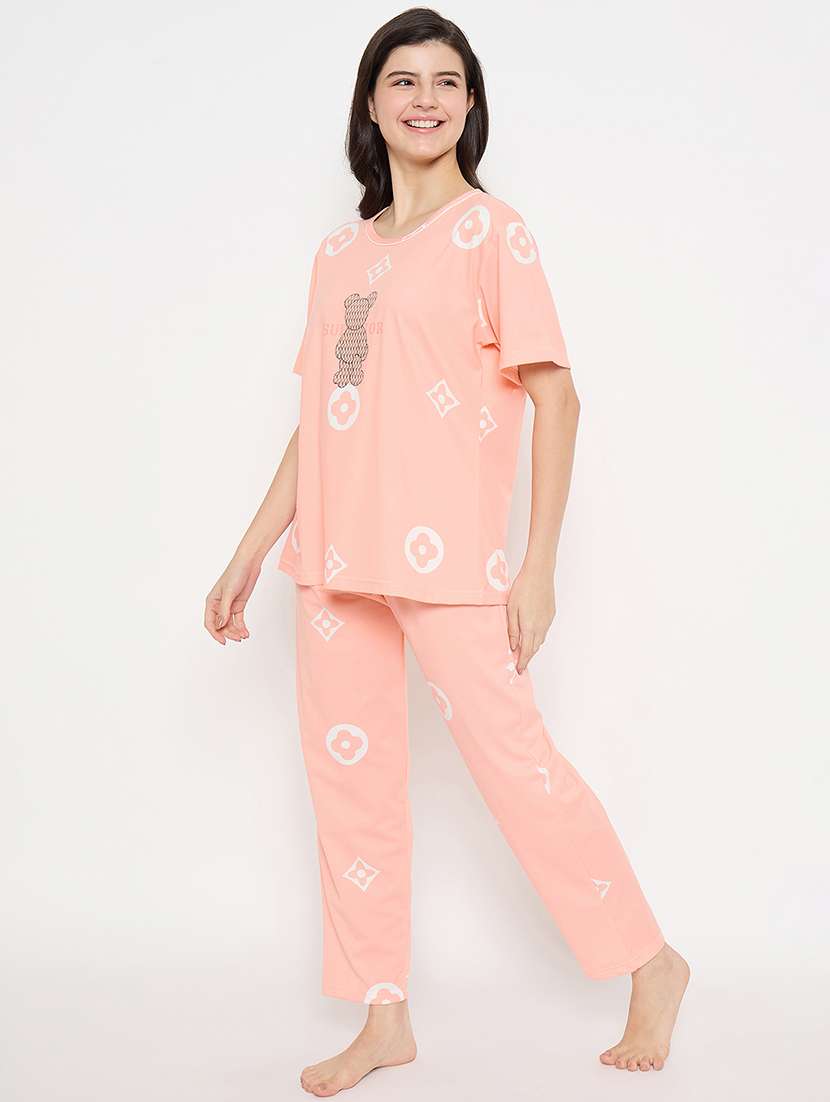women printed short sleeve pyjama set nightwear  - 21840500 -  Standard Image - 1