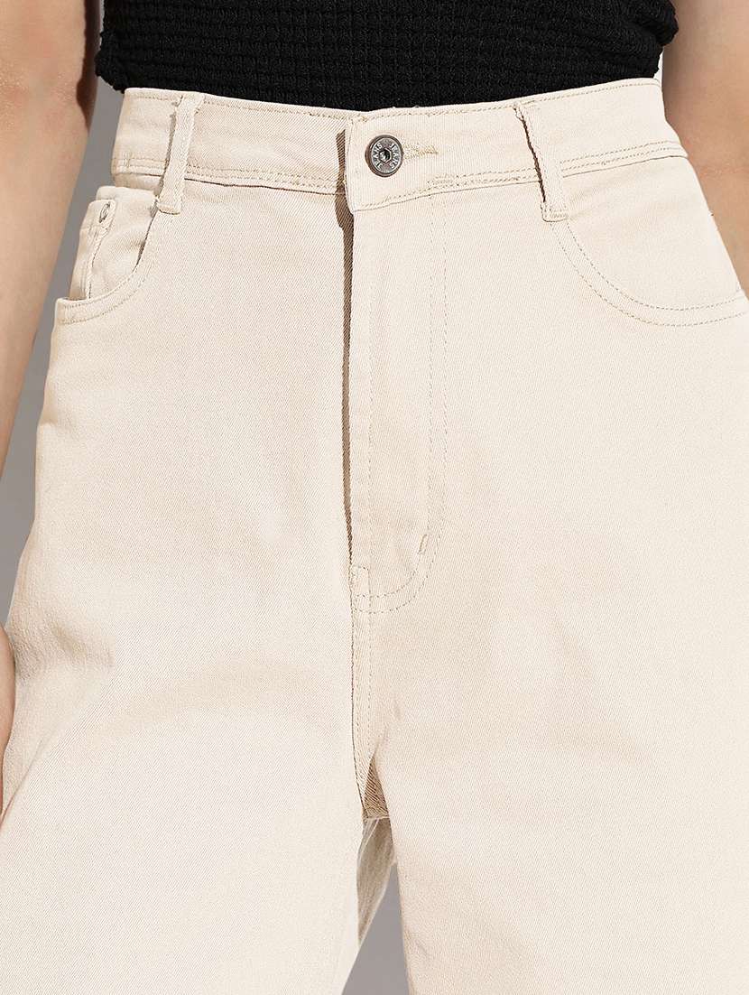 women solid high rise wide leg jean - 21840562 -  Standard Image - 4