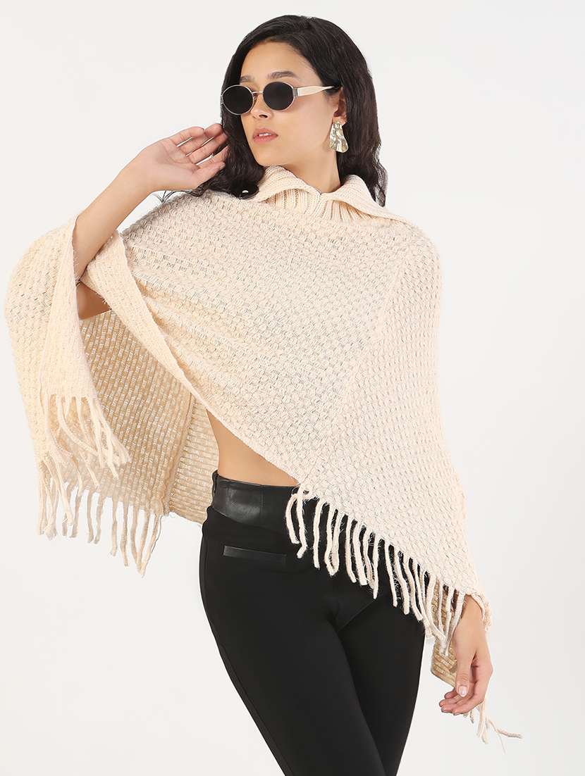 women self designed fringed detailed poncho - 21840590 - Zoom Image - 0