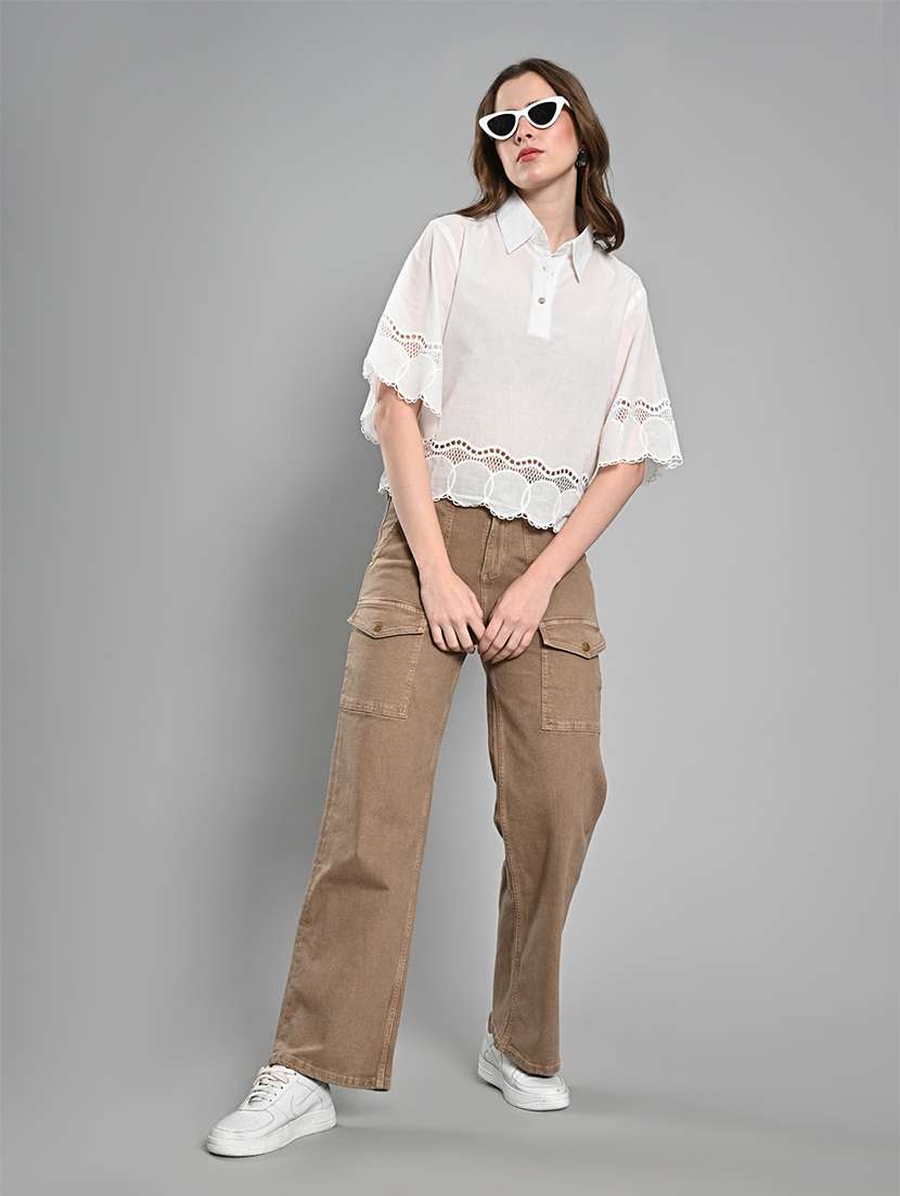 women mid rise denim cargo - 21840601 -  Standard Image - 4