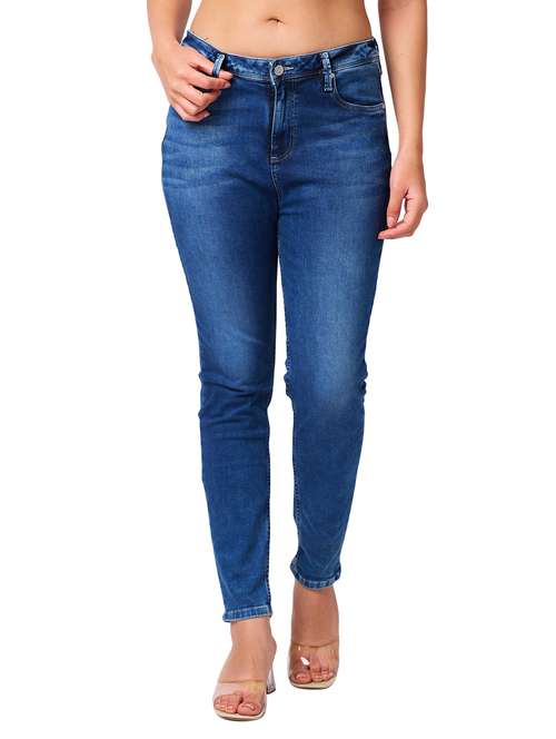 women solid mid rise slim fit jeans - 21840604 - Standard Image - 0