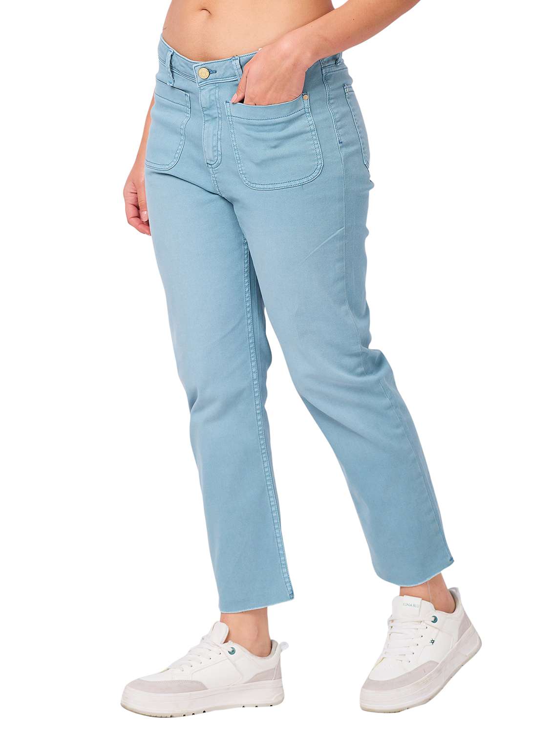women solid mid rise straight fit jean - 21840619 -  Standard Image - 1
