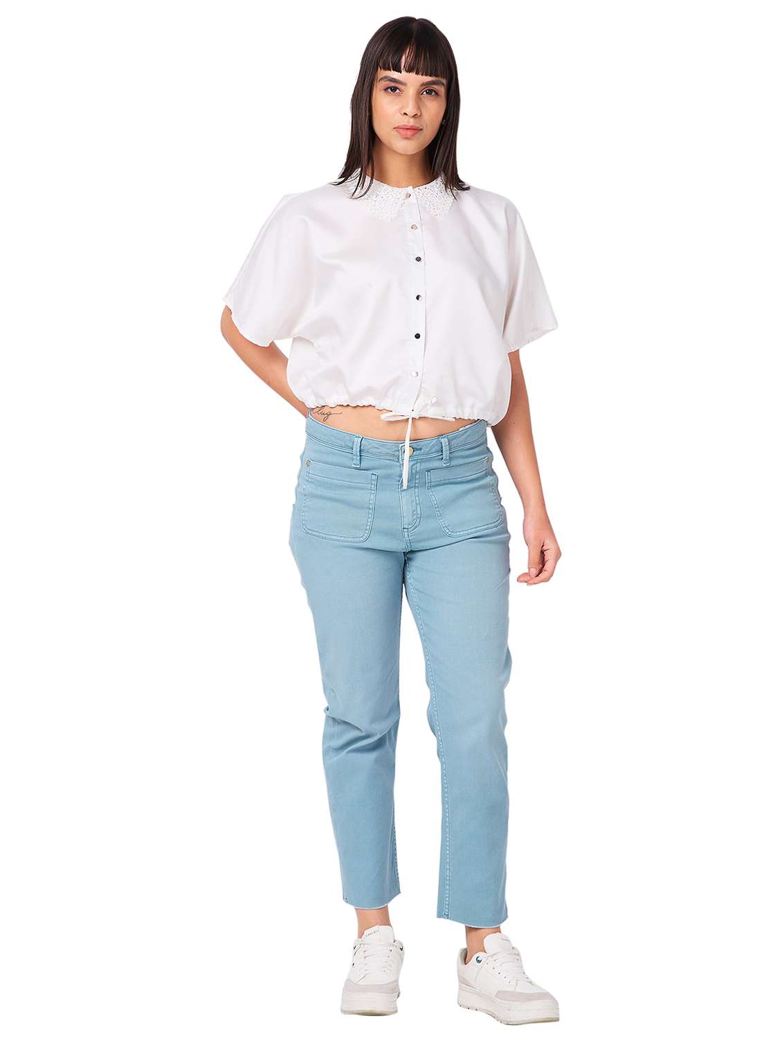 women solid mid rise straight fit jean - 21840619 -  Standard Image - 4