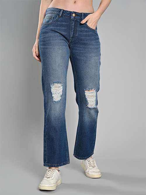 women distress mid rise straight fit jean - 21840659 -  Standard Image - 0