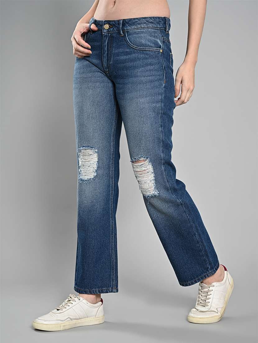 women distress mid rise straight fit jean - 21840659 -  Standard Image - 1