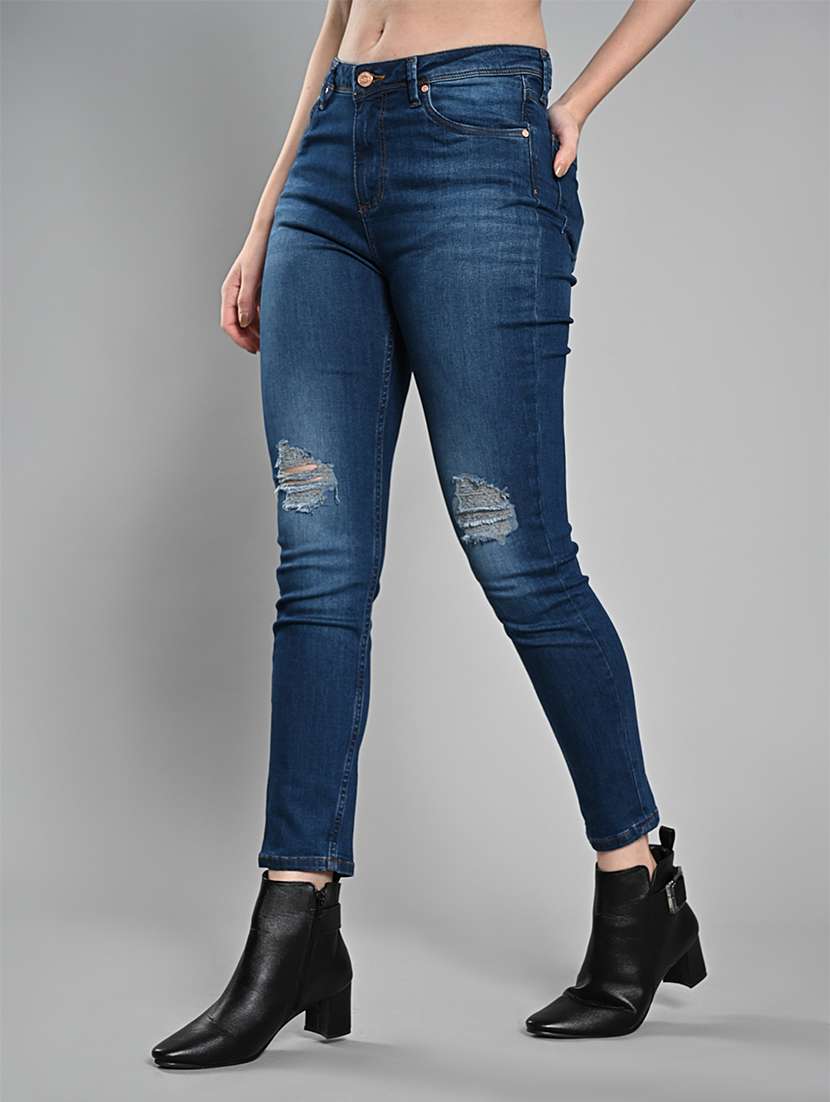 women distressed mid rise skinny fit jeans - 21840660 -  Standard Image - 1