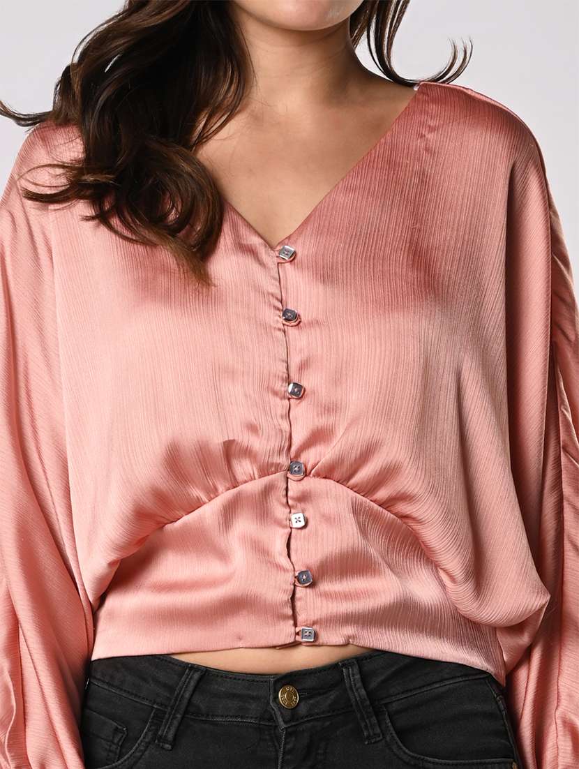 women solid puff sleeves regular top - 21840725 -  Standard Image - 4